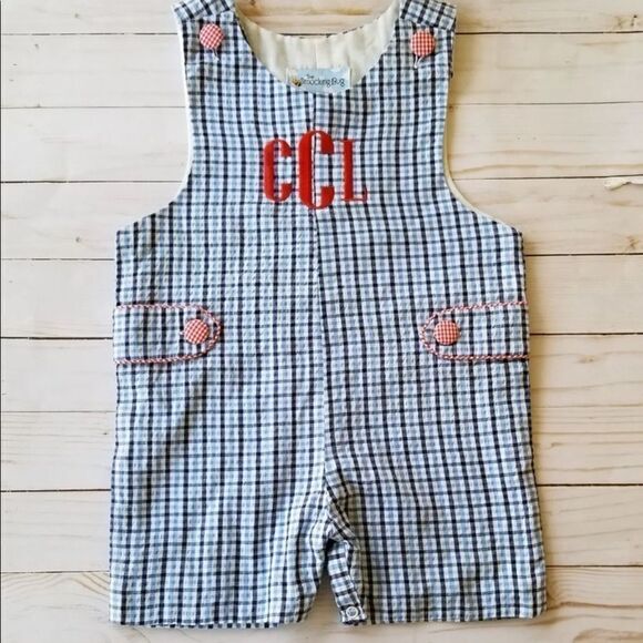 Plaid overalls shorts romper - Picture 1 of 5